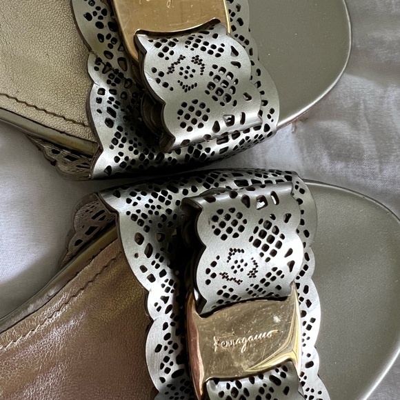 Salvatore Ferragamo Silver / Gold  Sandals - Picture 8 of 11